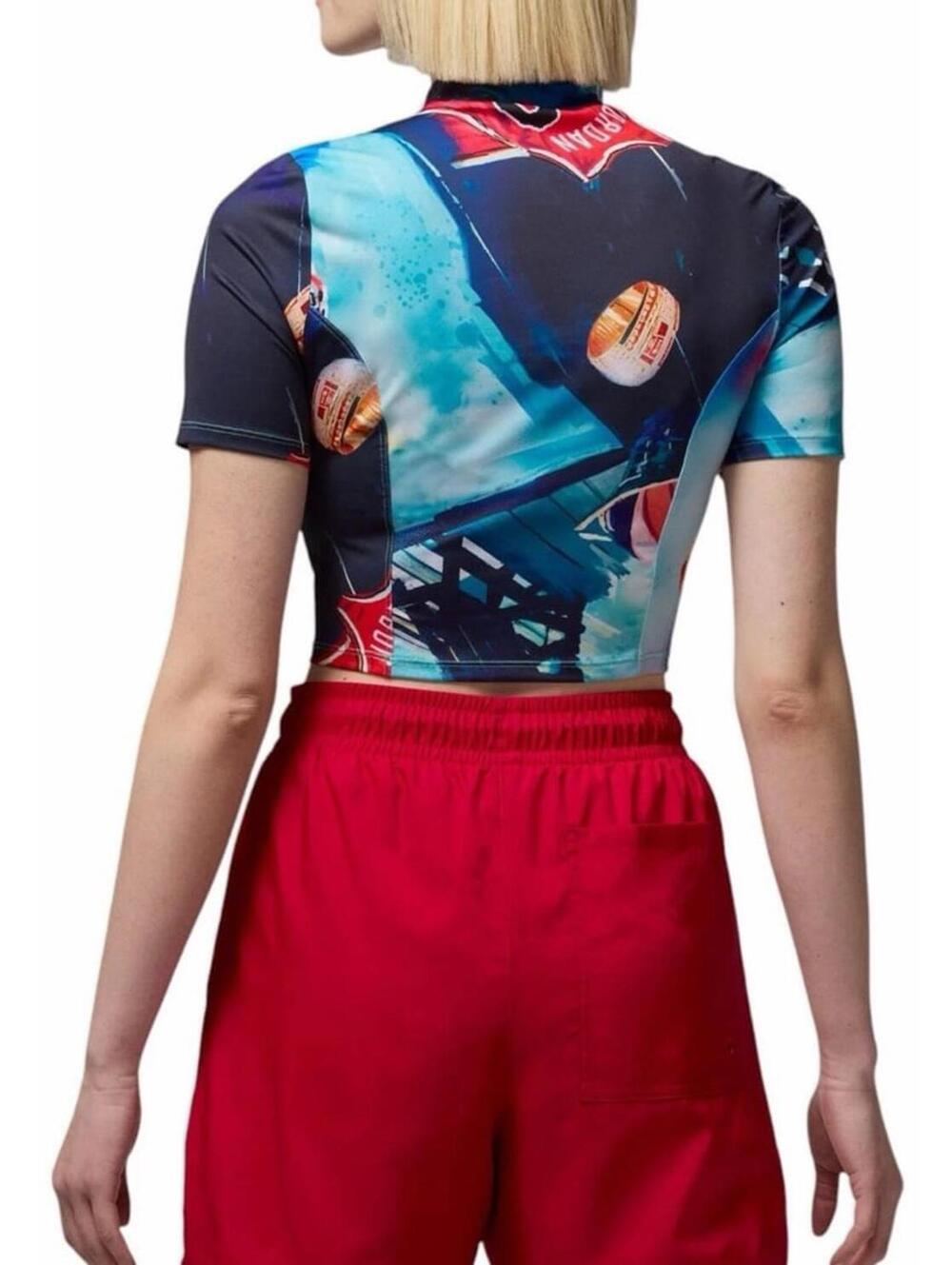 New $62 Jordan Print Short Sleeve Cropped Compression top - Womens S / Tight fit - Picture 4 of 6